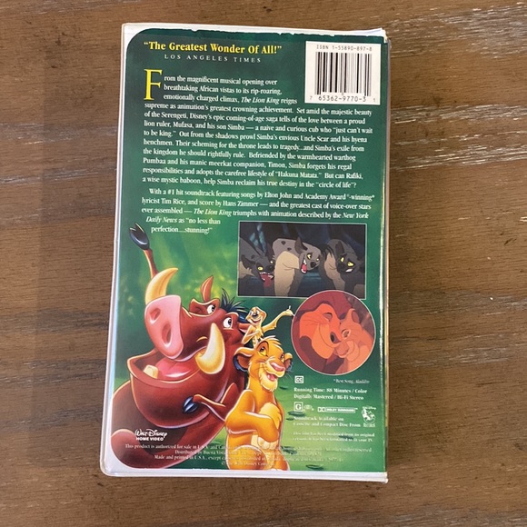1995 Original A Walt Disney Masterpiece "The Lion King" VHS Tape - Picture 2 of 9